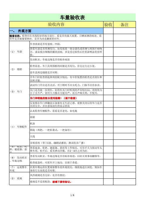 车验收表