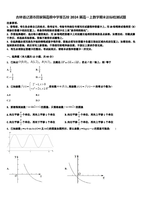 吉林省辽源市田家炳高级中学等五校2024届高一上数学期末达标检测试题含解析