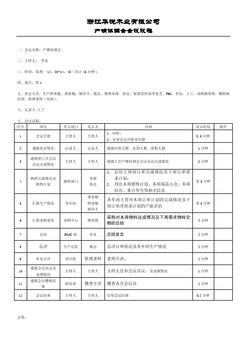 产销协调会会议议程