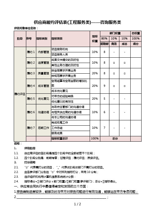 咨询服务类评估表