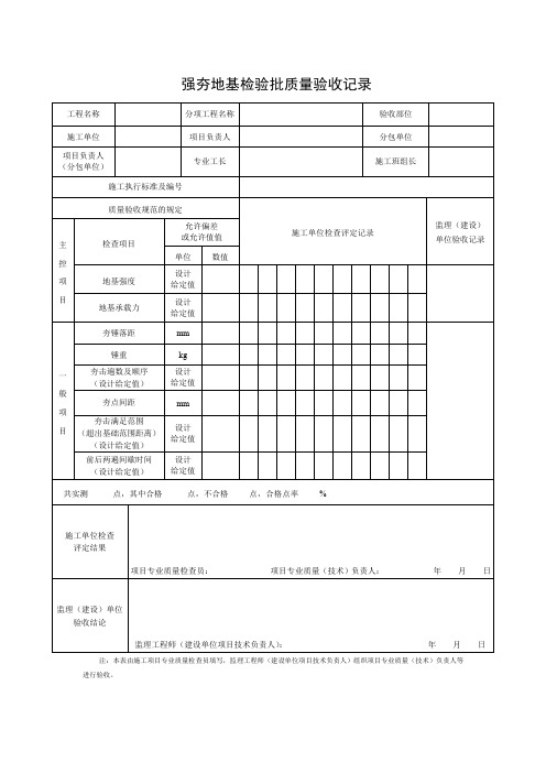 强夯地基检验批质量验收记录