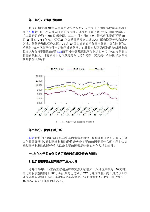 棕榈油库存不降 期价难涨 --2012年11月