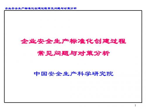 企业安全生产标准化创建过程常见问题与对策分析教材