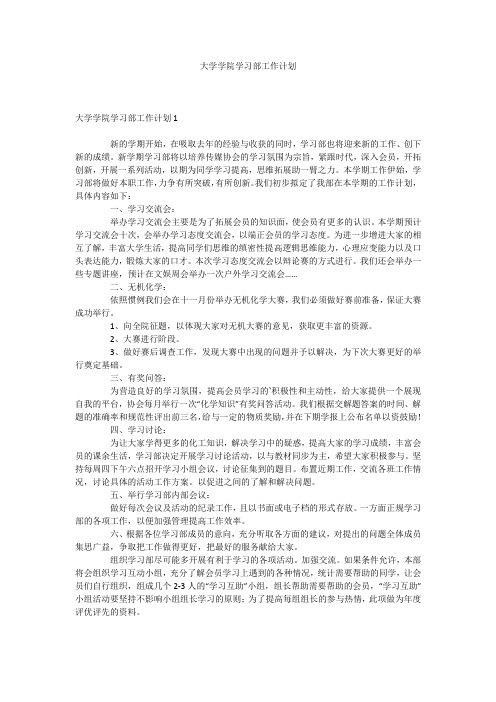 大学学院学习部工作计划