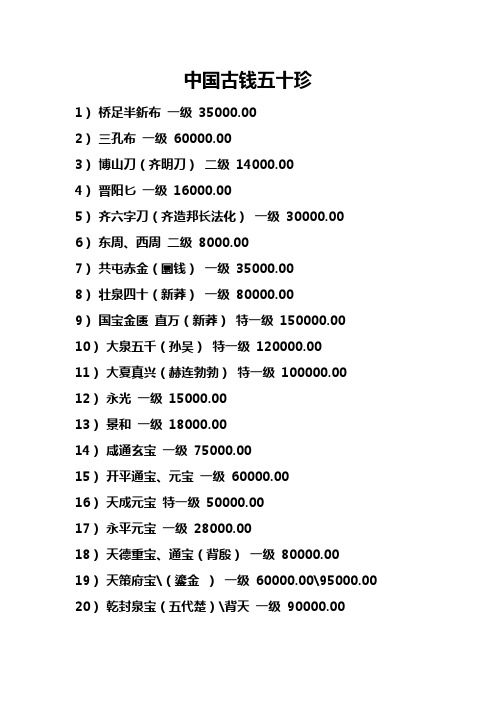 中国古钱五十珍