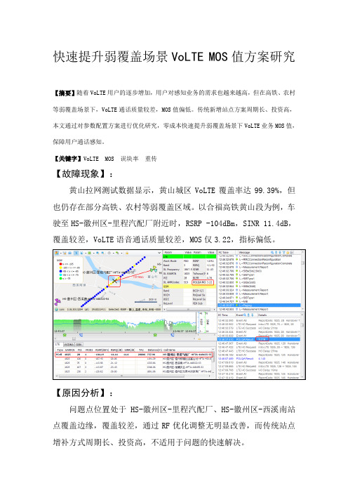 经典案例_快速提升弱覆盖场景VoLTE MOS值方案研究案例