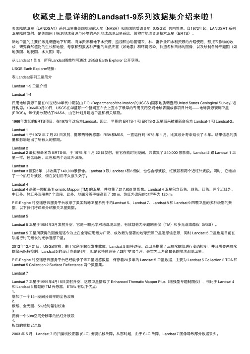 收藏史上最详细的Landsat1-9系列数据集介绍来啦！