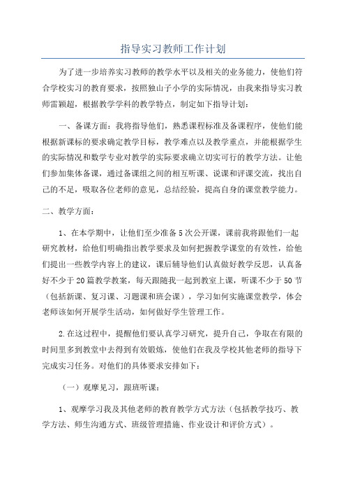 指导实习教师工作计划