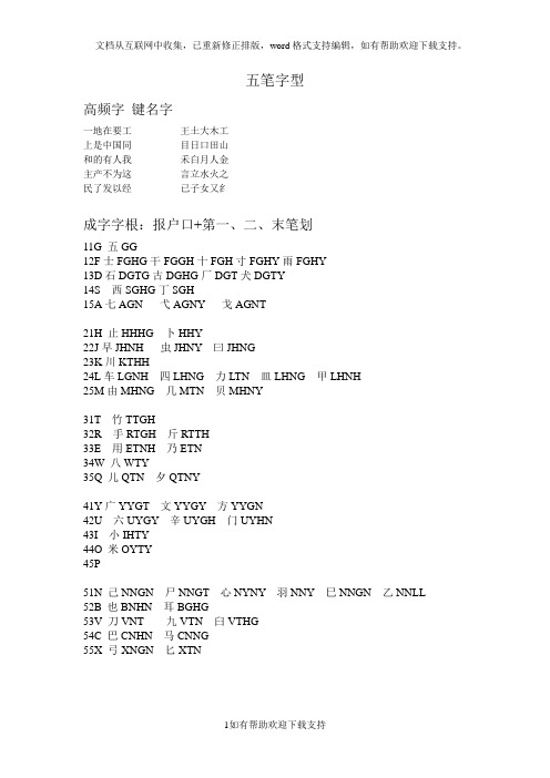 五笔字型-成字字根