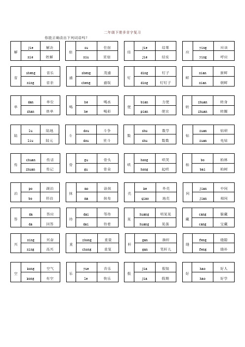 部编版小学二年级语文下册多音字复习