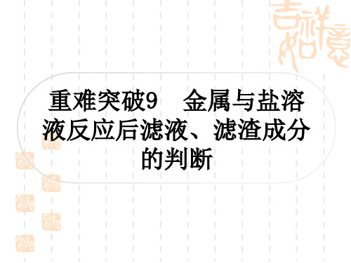 中考化学人教版 精练 第八单元 金属和金属材料 重难突破9 金属与盐溶液反应后滤液、滤渣成分的判断