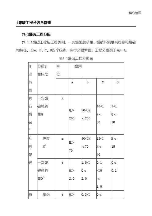 爆破等级划分表