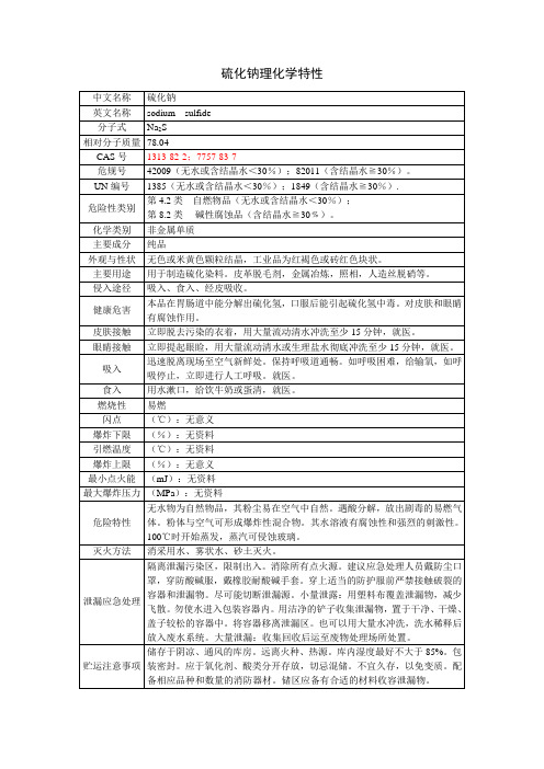 硫化钠理化特性表