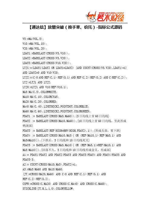 【股票指标公式下载】-【通达信】放量突破(换手率、价托)