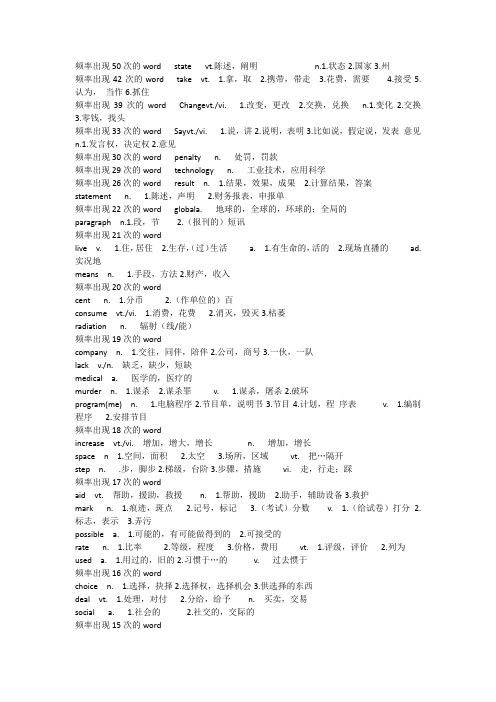 (完整版)全国同等学力英语高频词汇(打印版)