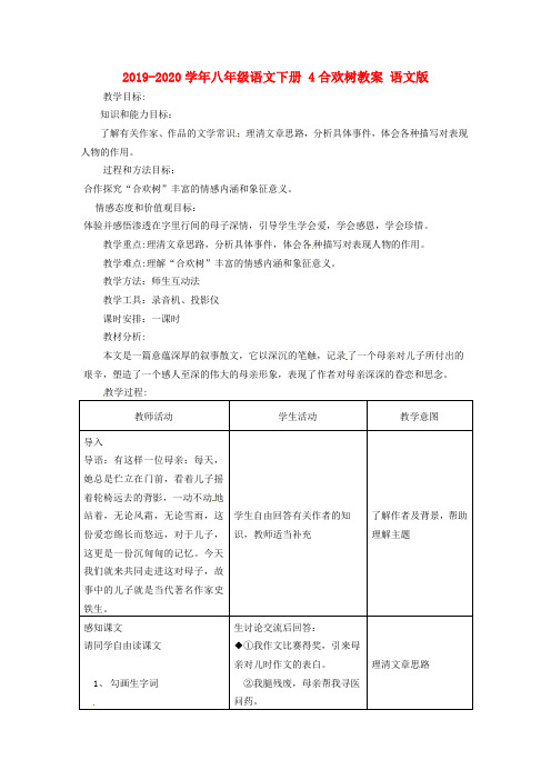 2019-2020学年八年级语文下册 4合欢树教案 语文版.doc