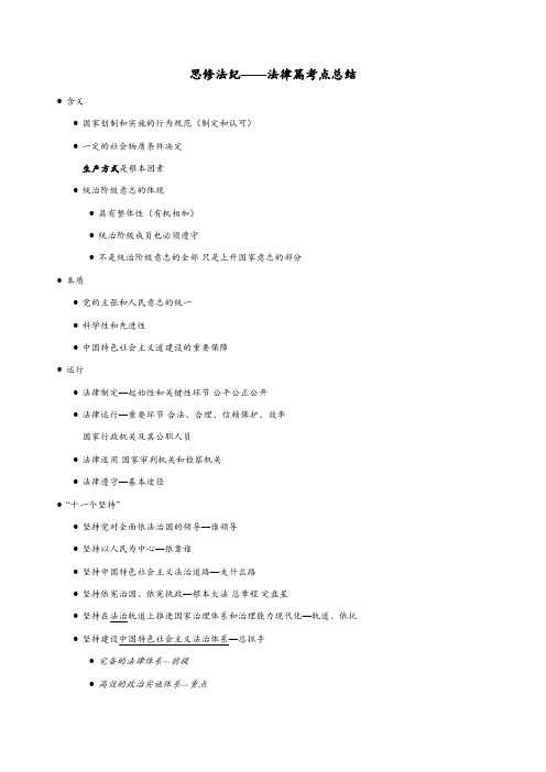 思修法纪——法律篇考点总结