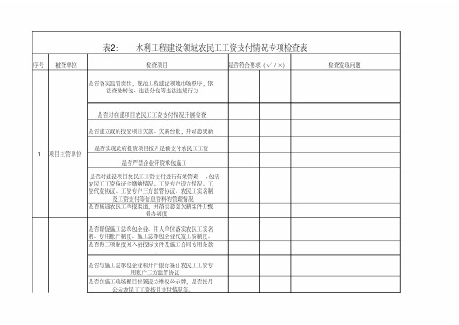 水利工程建设领域农民工工资支付情况专项检查表(定稿)