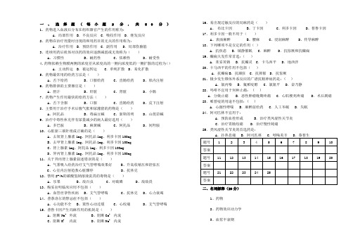 中职药物学基础期中考试试卷