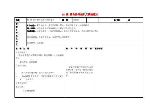 七年级历史下册 第二单元 第12课 蒙古的兴起和元朝的