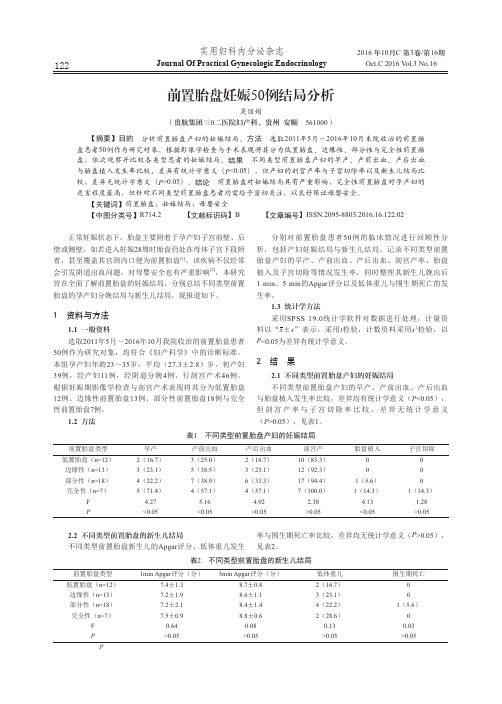 前置胎盘妊娠50例结局分析