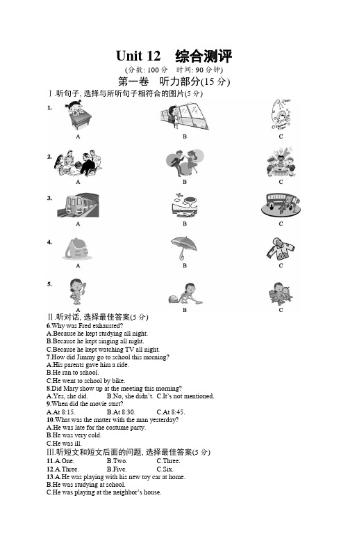 初中英语(新人教版)九年级全一册同步测试：Unit 12 综合测评【含答案】