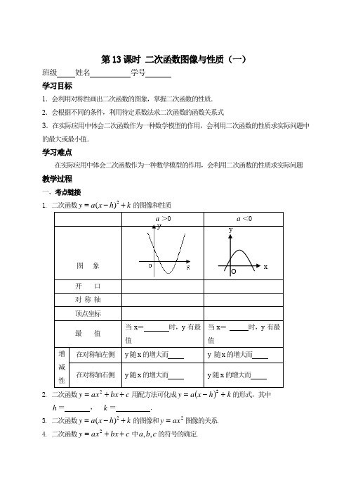 初中数学中考数学复习 二次函数图像与性质