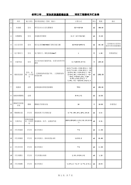 工程量收方汇总表