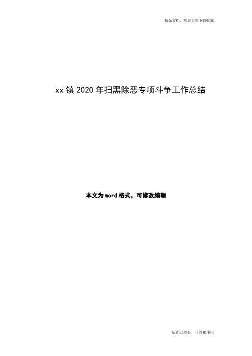 乡镇2020年扫黑除恶专项斗争工作总结