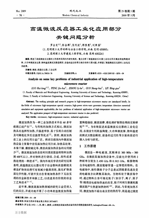 高温微波反应器工业化应用部分关键问题分析[1]