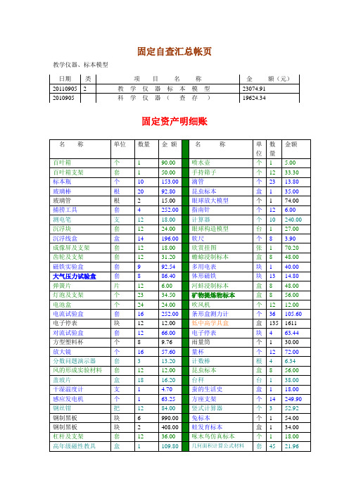 教学仪器明细账