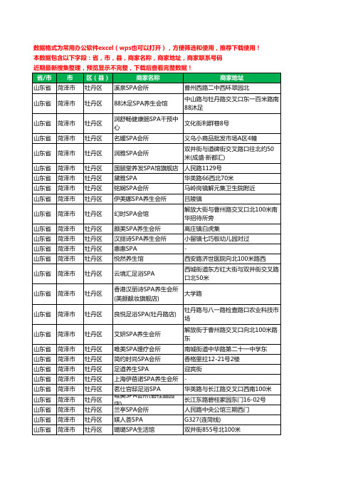 2020新版山东省菏泽市牡丹区SPA工商企业公司商家名录名单联系电话号码地址大全27家