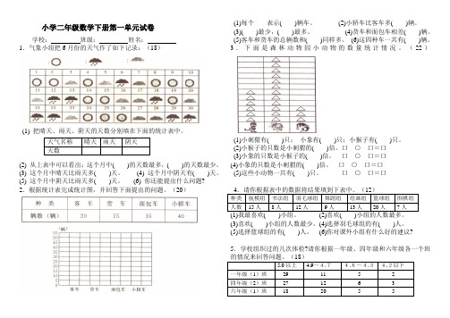 2016年春新人教版小学数学二年级下册第一单元试卷