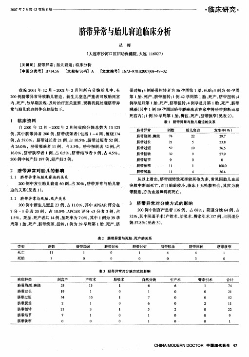 脐带异常与胎儿窘迫临床分析