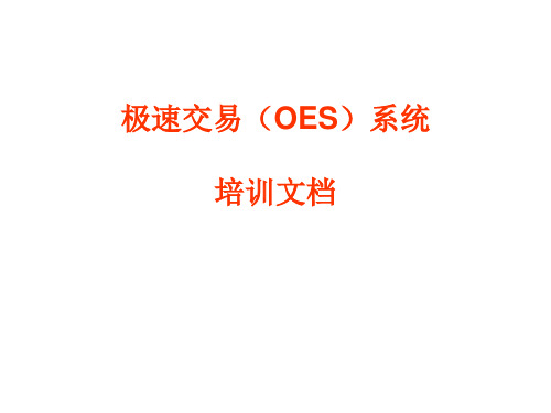 极速交易(OES)系统培训文档