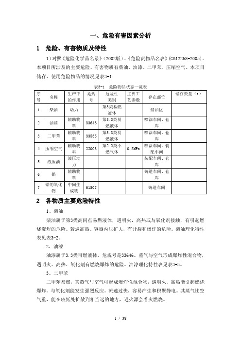 危险有害因素分析及对策措施