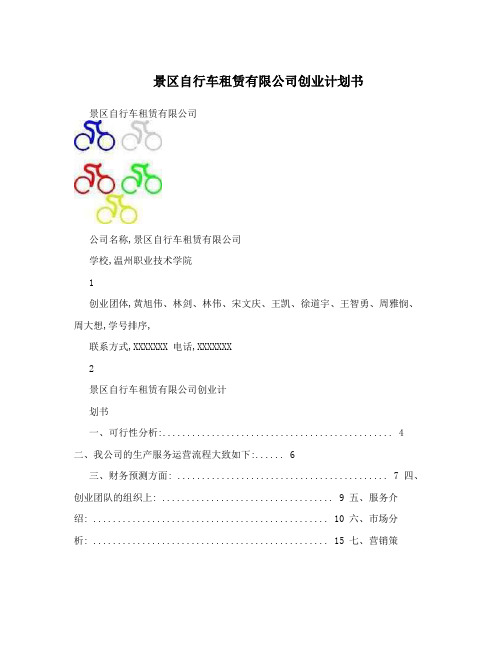 景区自行车租赁有限公司创业计划书