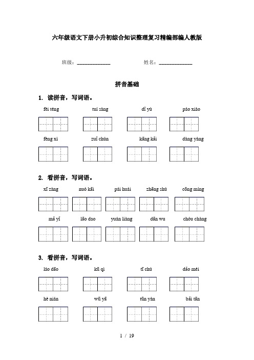 六年级语文下册小升初综合知识整理复习精编部编人教版