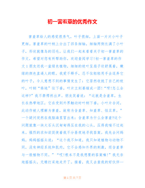 初一害羞草的优秀作文