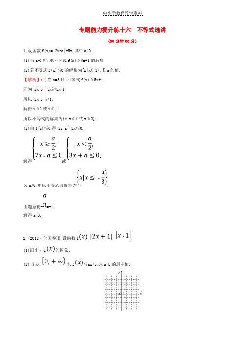 2019届高考数学二轮复习第二篇专题通关攻略专题6鸭专题能力提升练十六2-6-2不等式选讲