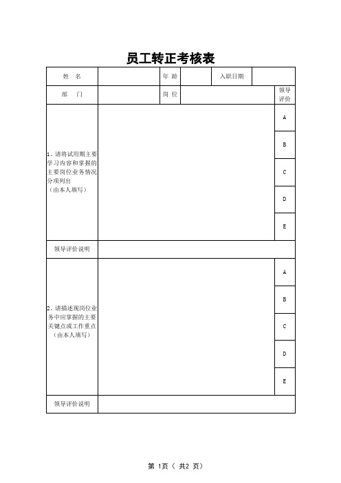 员工转正考核表(最终模板)