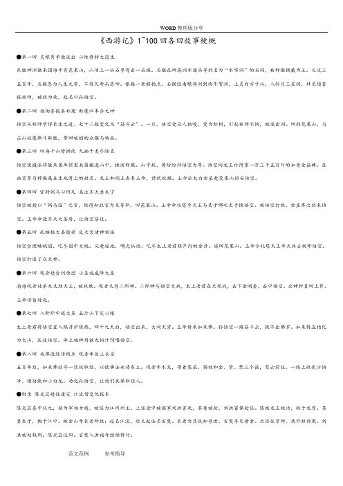 西游记1~100回_各回故事梗概。