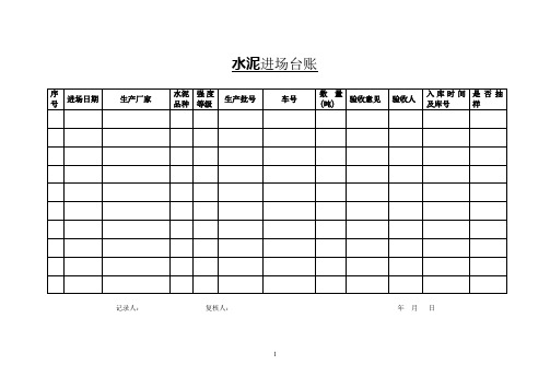 混凝土搅拌站水泥粉煤灰矿粉等原材料进场台账