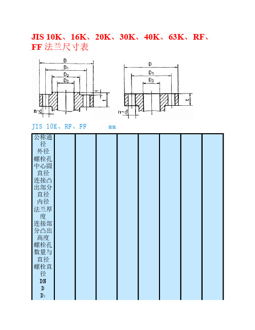 日标法兰尺寸表