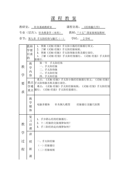 手太阳经络与腧穴