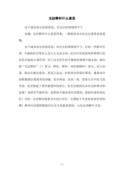 无法释怀什么意思