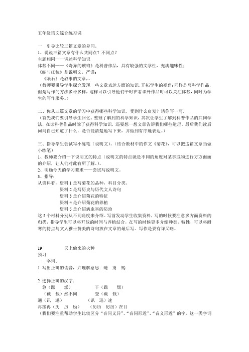 五年级语文综合练习课