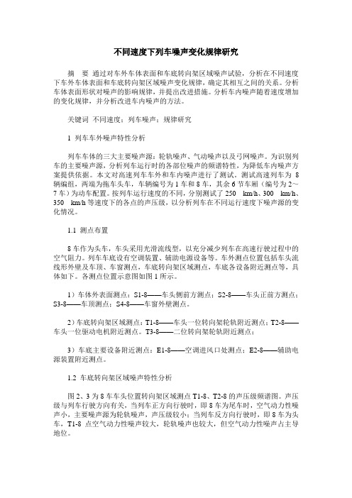 不同速度下列车噪声变化规律研究