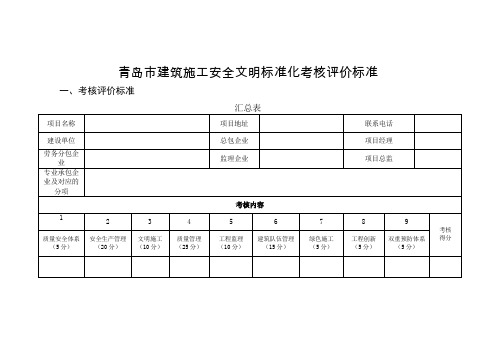 青岛市建筑施工安全文明标准化考核评价标准