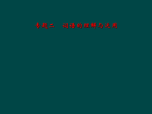 专题二 词语的理解与运用